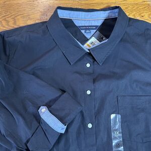 Tommy Hilfiger Heritage Black  Womens 3X Roll- Tab Sleeve Button Up NWT Shirt